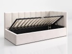 Divano singolo imbottito 90x200 con contenitore con struttura, Tom Velvet Beige