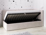 Divano singolo imbottito 90x200 con contenitore con struttura, Tom Velvet Beige