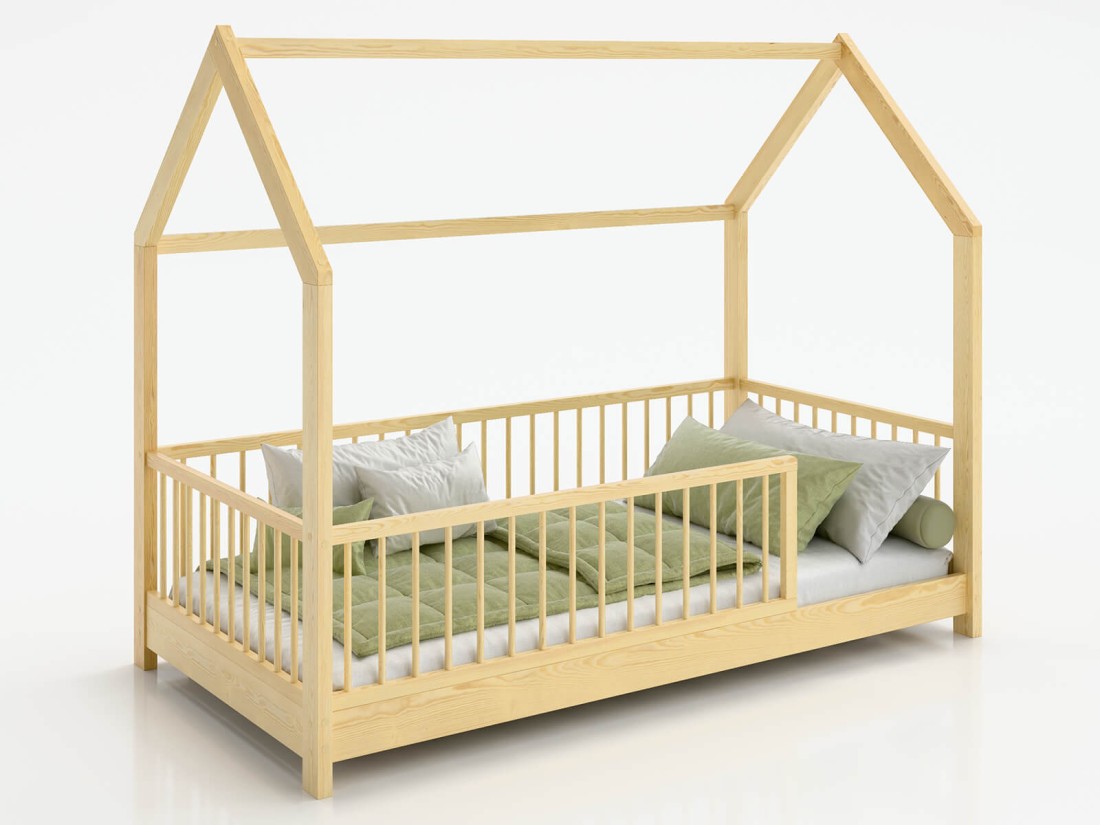 Lettino Montessori 80x160 cm a Casetta Pino e sponde D9