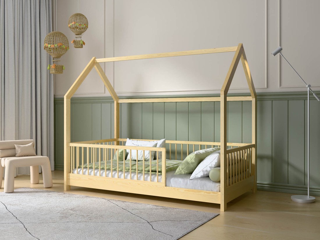 Lettino Montessori 80x160 cm a Casetta Pino e sponde D9