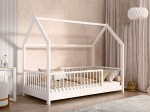 Lettino Montessori 80x160 cm a Casetta Bianco e sponde D9
