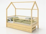 Lettino Montessori 80x160 cm a Casetta Pino con cassettone e sponde D9S