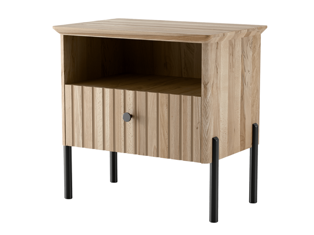 Comodino in legno di faggio Lamelo, faggio naturale