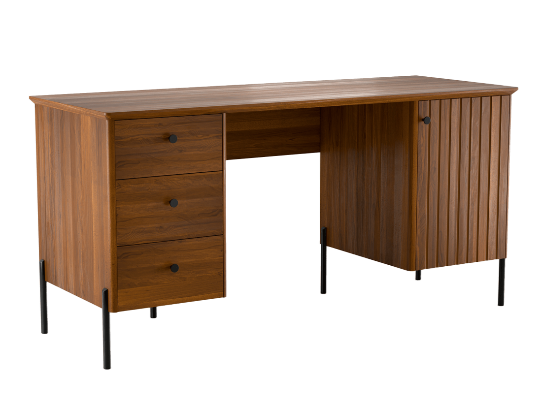 Scrivania Lamelo in legno di faggio, rovere rustico