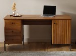 Scrivania Lamelo in legno di faggio, rovere rustico