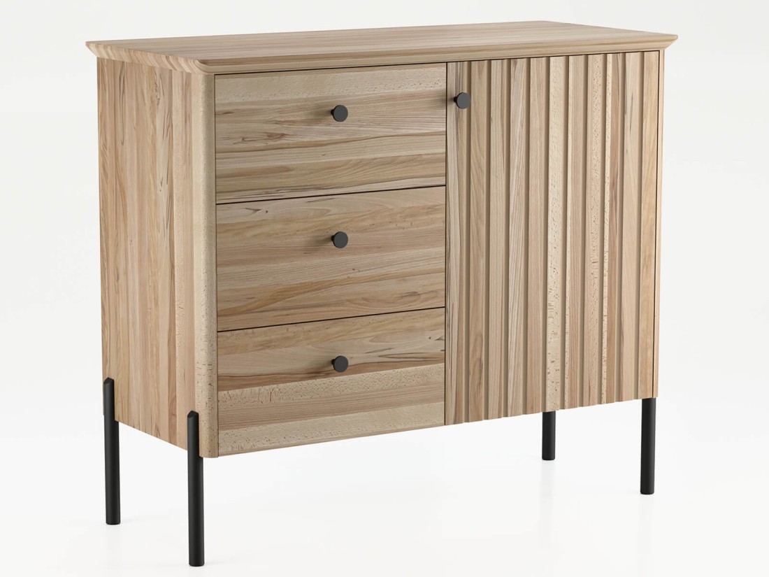 Cassettiera Lamelo in legno di faggio, larghezza 93 cm, faggio naturale