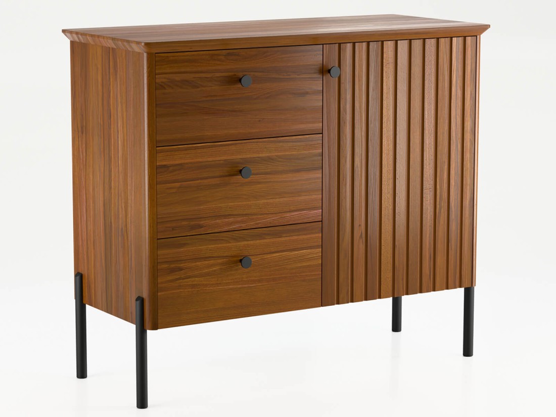Cassettiera Lamelo in legno di faggio, larghezza 93 cm, rovere rustico
