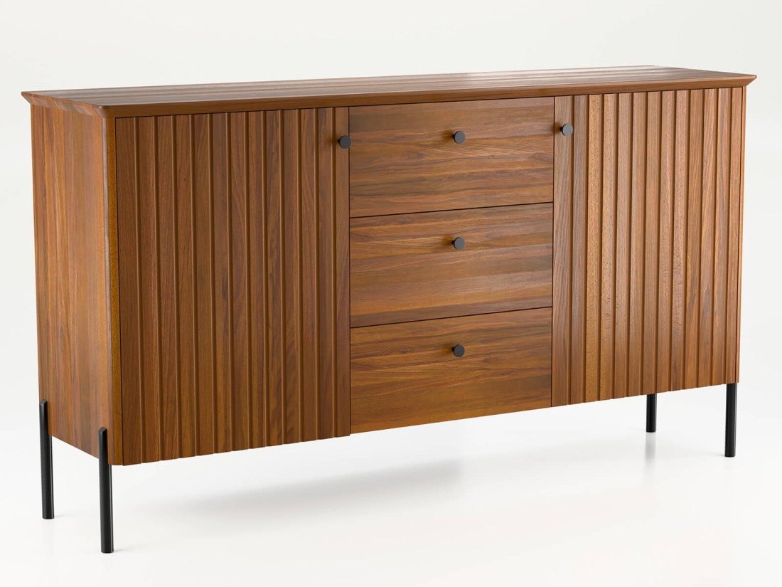 Cassettiera Lamelo in legno di faggio 3S2D rovere rustico