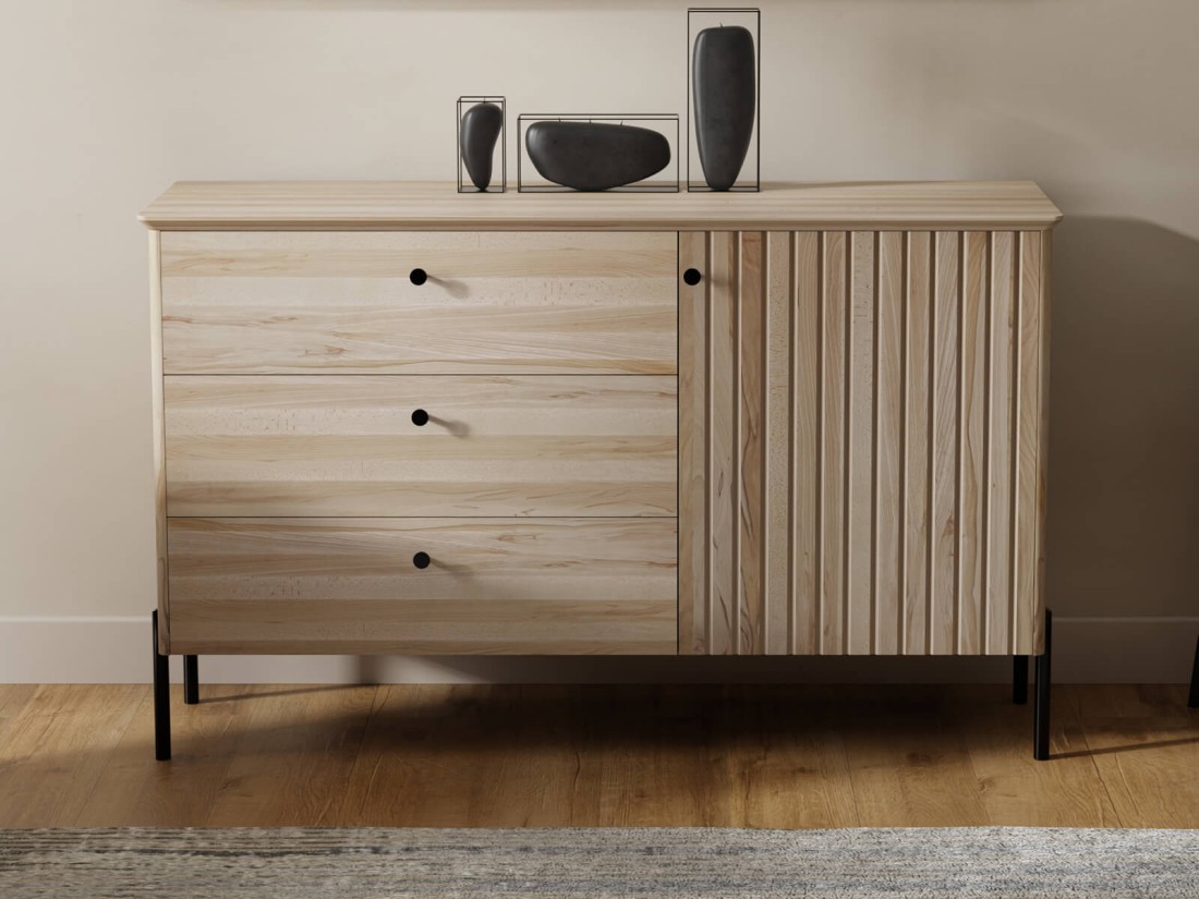 Cassettiera Lamelo in legno di faggio  larghezza 143 cm, faggio naturale