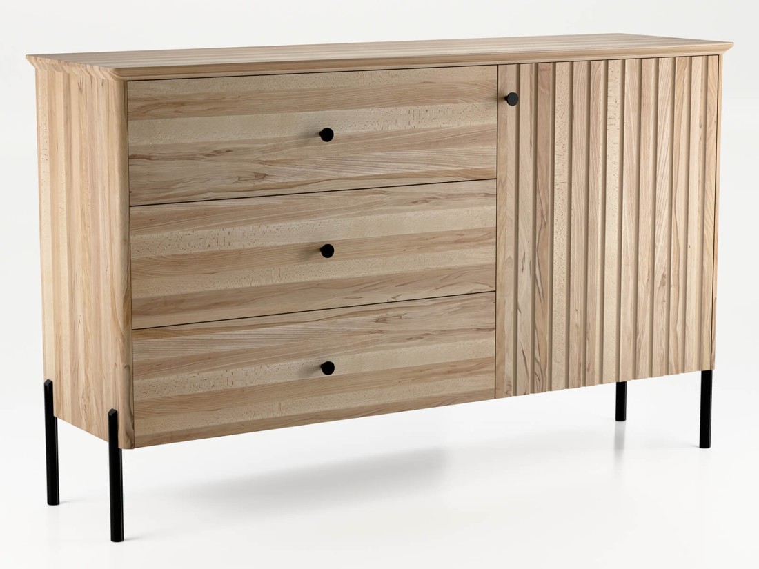 Cassettiera Lamelo in legno di faggio  larghezza 143 cm, faggio naturale