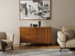 Cassettiera Lamelo in legno di faggio  larghezza 143 cm, rovere rustico