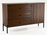 Cassettiera Lamelo in legno di faggio  larghezza 143 cm, noce scuro