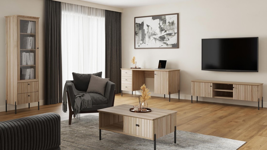 Armadio RTV in legno di faggio Lamelo larghezza 158 cm faggio naturale