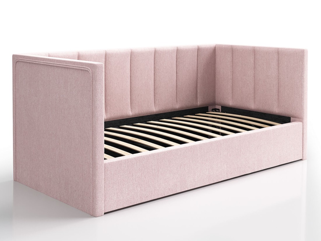 Divano singolo imbottito 90x200 con contenitore con struttura, Urus Rosa Soro61