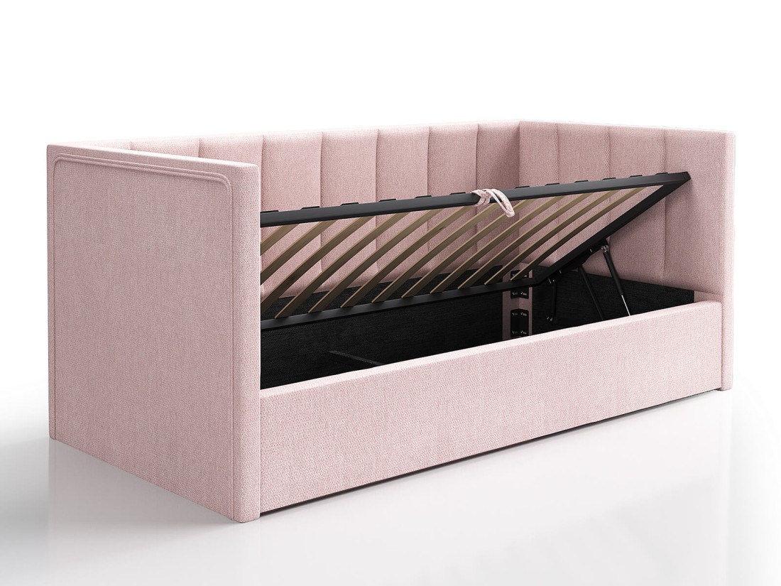Divano singolo imbottito 90x200 con contenitore con struttura, Urus Rosa Soro61