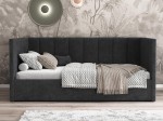 Divano singolo imbottito 90x200 con contenitore con struttura, Urus Nero Soro100