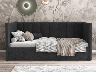 Divano singolo imbottito 90x200 con contenitore con struttura, Urus Nero Soro100
