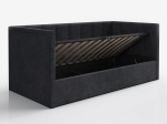 Divano singolo imbottito 90x200 con contenitore con struttura, Urus Nero Soro100