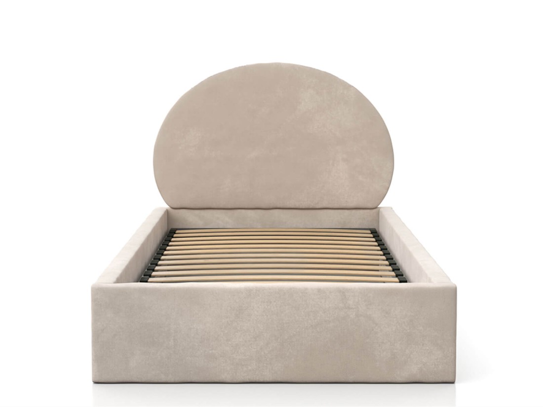 Letto imbottito per bambini con contenitore 90x200 con struttura in velluto beige Kids Line 2 Coniglio