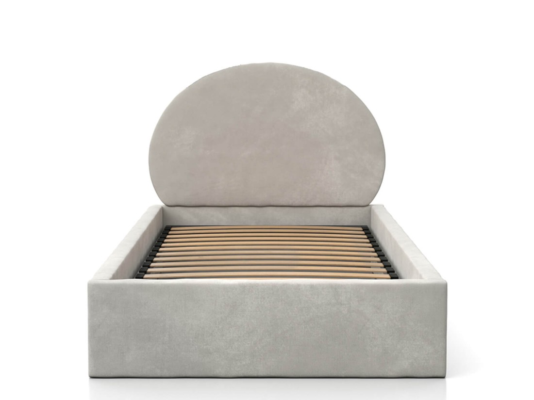 Letto imbottito per bambini 90x200 con struttura in velluto grigio Kids Line 2 Coniglio