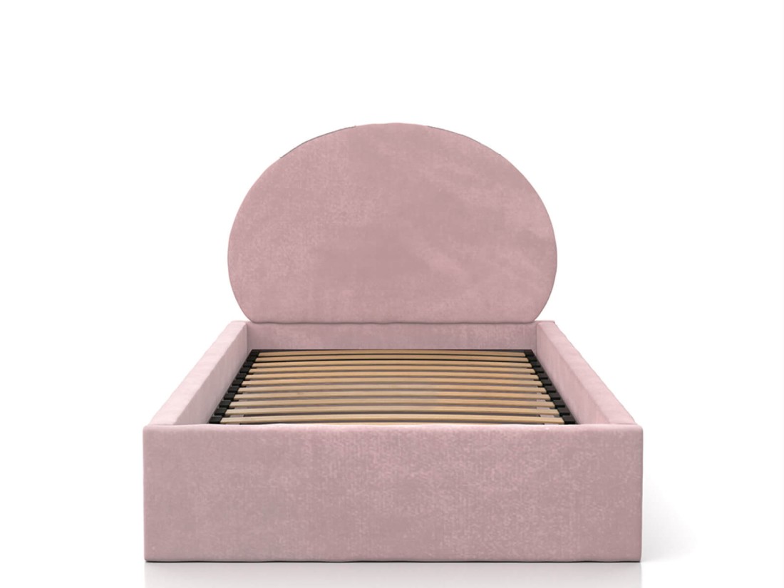 Letto imbottito per bambini con contenitore 90x200 con struttura in velluto rosa Kids Line 2 Coniglio