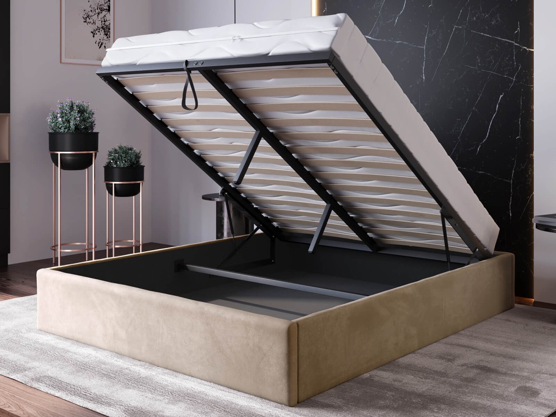 Letto imbottito 120x200 con contenitore, senza testiera Marrone Velvet Box Line