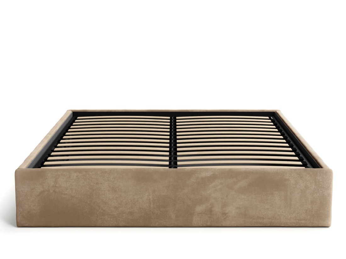 Letto imbottito 140x200 con contenitore, senza testiera Marrone Velvet Box Line