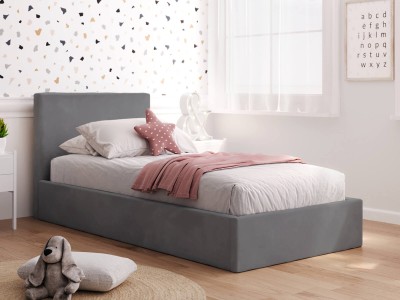 Letto imbottito per bambini con contenitore 90x200 con struttura in velluto grafite Kids Line 4