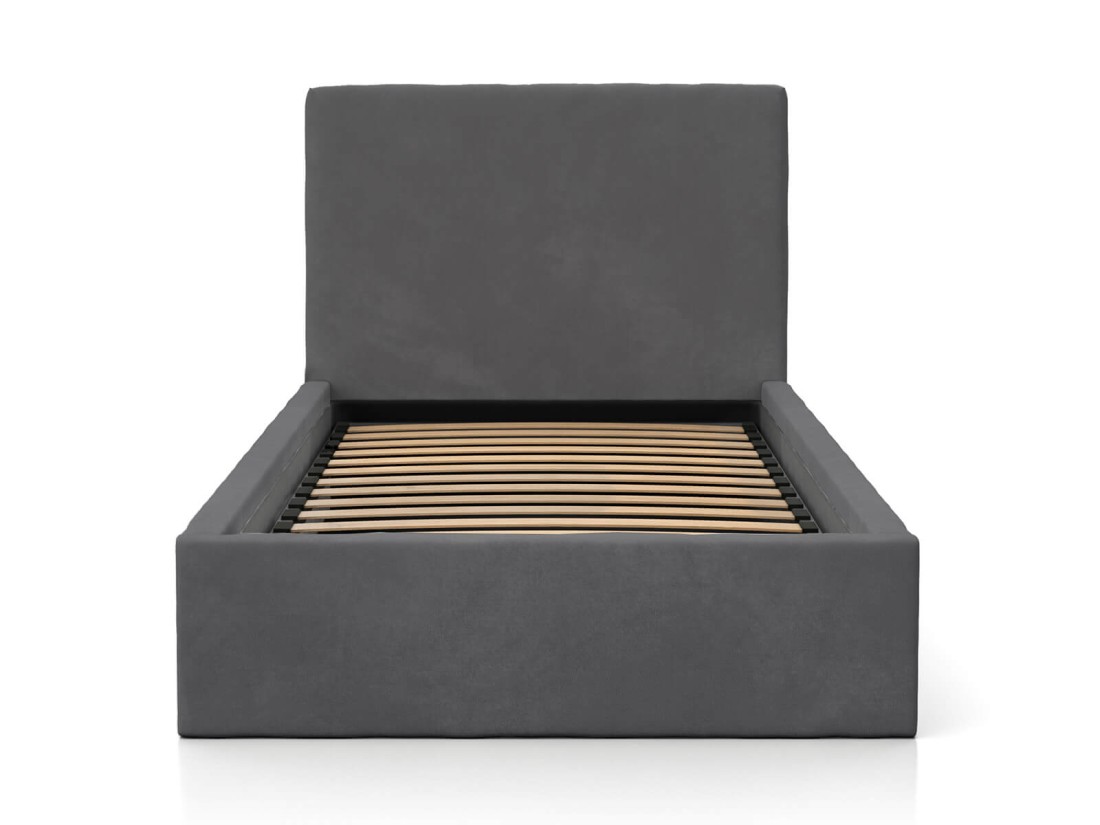 Letto imbottito per bambini con contenitore 90x200 con struttura in velluto grafite Kids Line 4