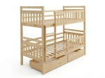 Letto a castello in legno 90x200 con cassetti P4S in pino