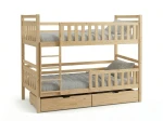 Letto a castello in legno 90x200 con cassetti P4S in pino