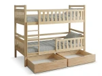 Letto a castello in legno 90x200 con cassetti P4S in pino