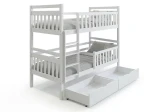 Letto a castello in legno 90x200 con cassetti P4S in bianco