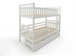Letto a castello in legno 90x200 con cassetti P4S in bianco