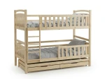Letto a castello in legno per 3 persone 90x200 cm con cassetti P3S pino