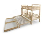 Letto a castello in legno per 3 persone 90x200 cm con cassetti P3S pino