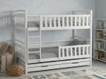 Letto a castello in legno per 3 persone 90x200 cm con cassetti P3S bianco