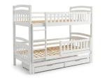 Letto a castello in legno per 3 persone 90x200 cm con cassetti P3S bianco