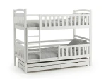 Letto a castello in legno per 3 persone 90x200 cm con cassetti P3S bianco