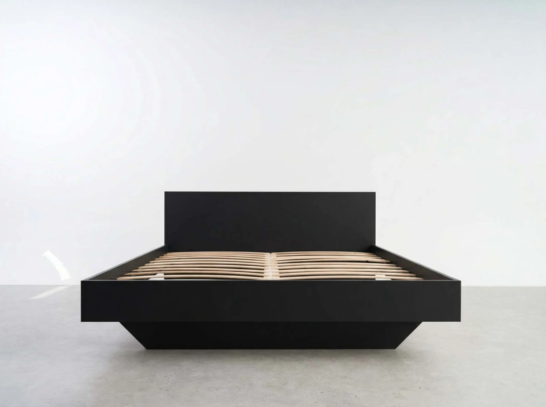 Letto levitante 120x200 nero DM2 realizzato con pannello per mobili