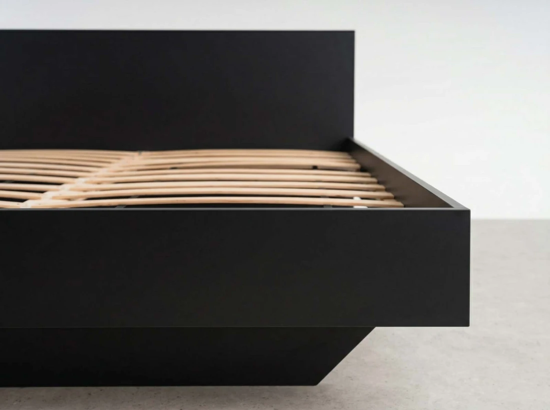 Letto levitante 120x200 nero DM2 realizzato con pannello per mobili