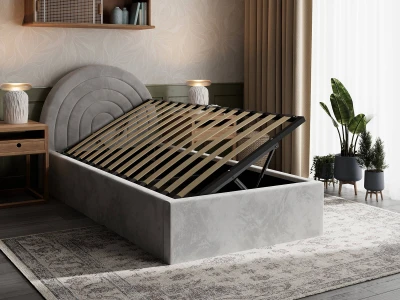 Letto imbottito per bambini con contenitore 90x200 con struttura in grigio Bluvel 03 Kids Line 5 Arcobaleno