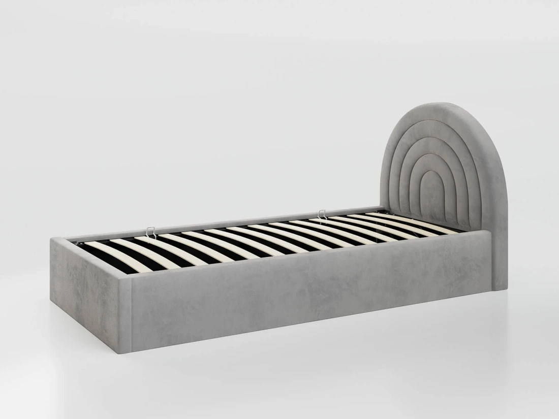 Letto imbottito per bambini con contenitore 90x200 con struttura in grigio Bluvel 03 Kids Line 5 Arcobaleno