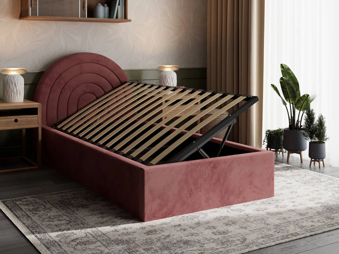 Letto imbottito per bambini con contenitore 90x200 con struttura in rosa Bluvel 52 Kids Line 5 Arcobaleno