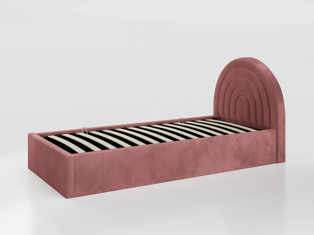 Letto imbottito per bambini con contenitore 90x200 con struttura in rosa Bluvel 52 Kids Line 5 Arcobaleno