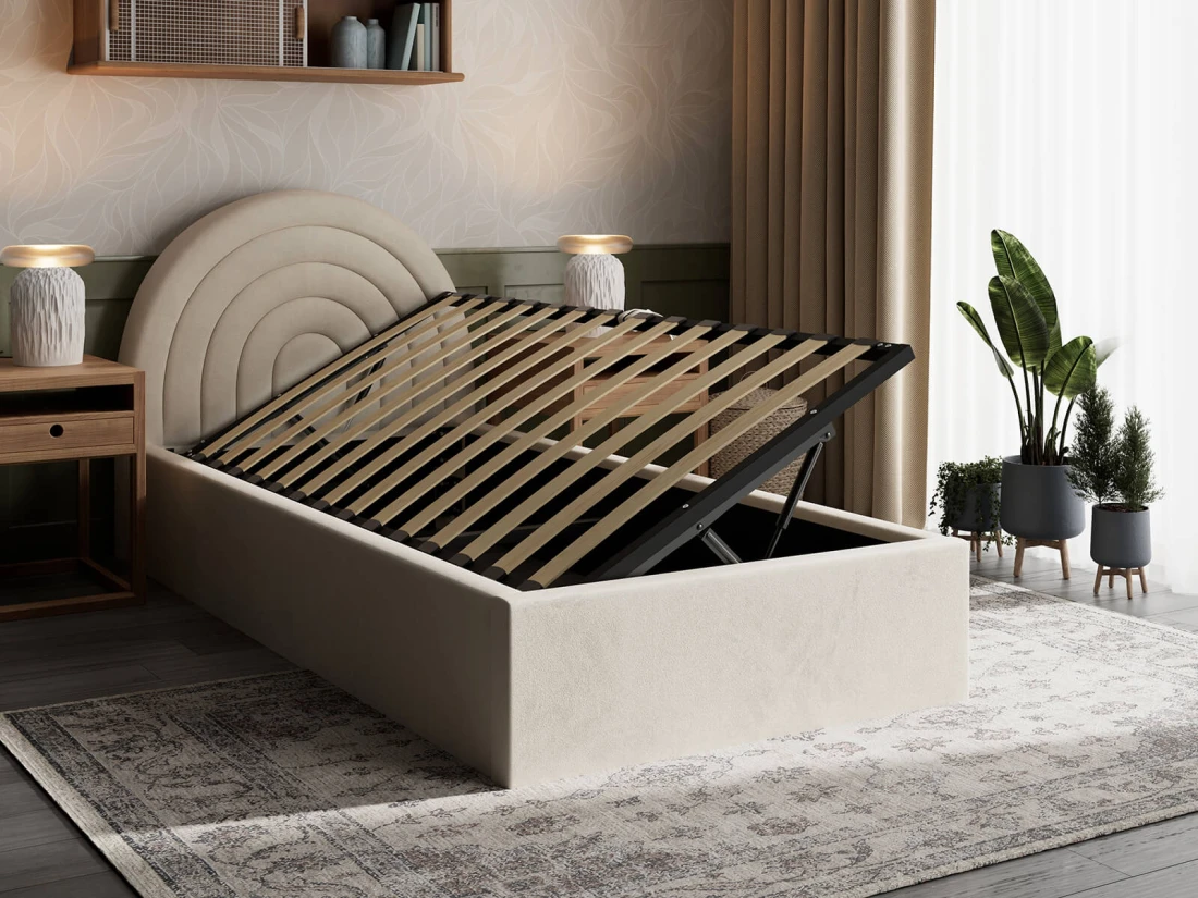 Letto imbottito per bambini con contenitore 90x200 con struttura in beige Bluvel 22 Kids Line 5 Arcobaleno