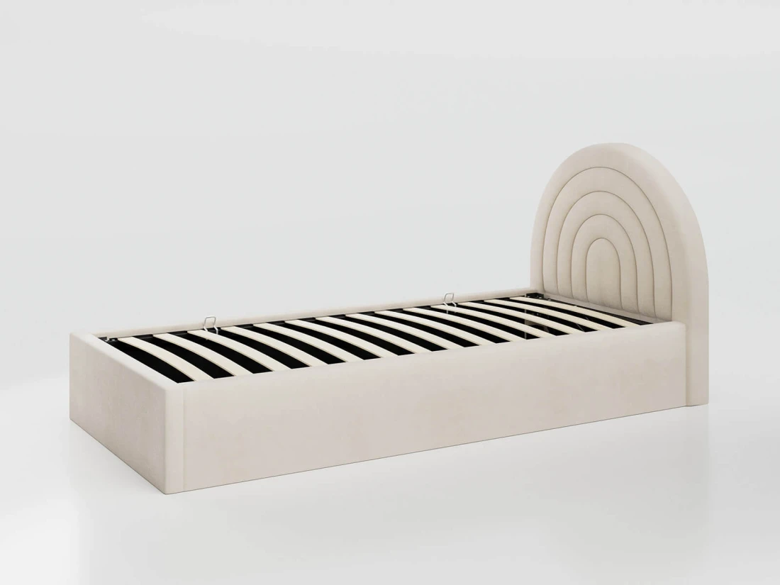 Letto imbottito per bambini con contenitore 90x200 con struttura in beige Bluvel 22 Kids Line 5 Arcobaleno