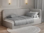 Divano singolo imbottito 90x200 con contenitore con struttura, Leo Bluvel 03 Grigio