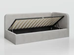 Divano singolo imbottito 90x200 con contenitore con struttura, Leo Bluvel 03 Grigio