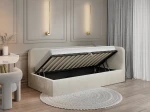 Divano singolo imbottito 90x200 con contenitore con struttura, Leo Bluvel 22 Beige